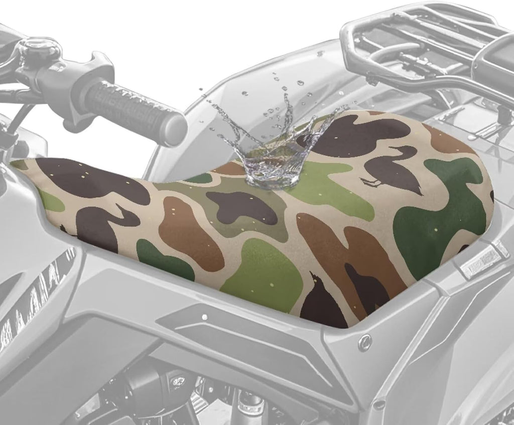 Camouflage Duck ATV Seat Cover Waterproof Soft 4-Wheeler Seat Cushion Covers Breathable Compatible with Most ATV for Sportsman, Rancher, Foreman, Scrambler