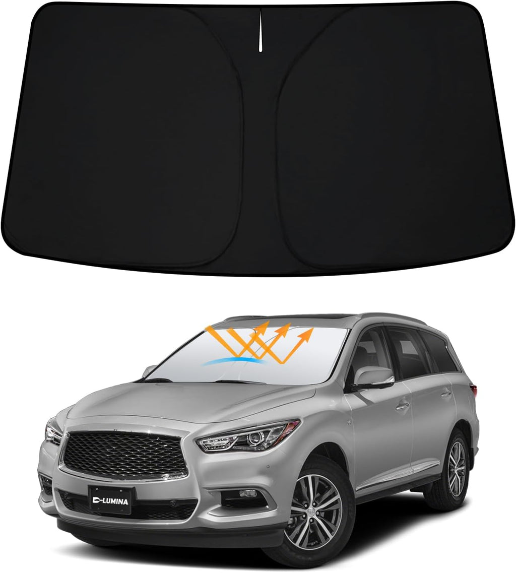 D-Lumina Winshield Sun Shade for Infiniti QX60 2014 2015 2016 2017 2018 2019 2020 2021, Foldable Front Sun Shield Protector Blocks UV Rays, Window Sunshade Sun Visor Interior Accessory