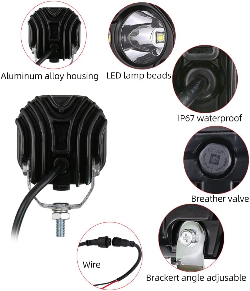 stdysun led offroad driving lights driving fog lights, close-up detail