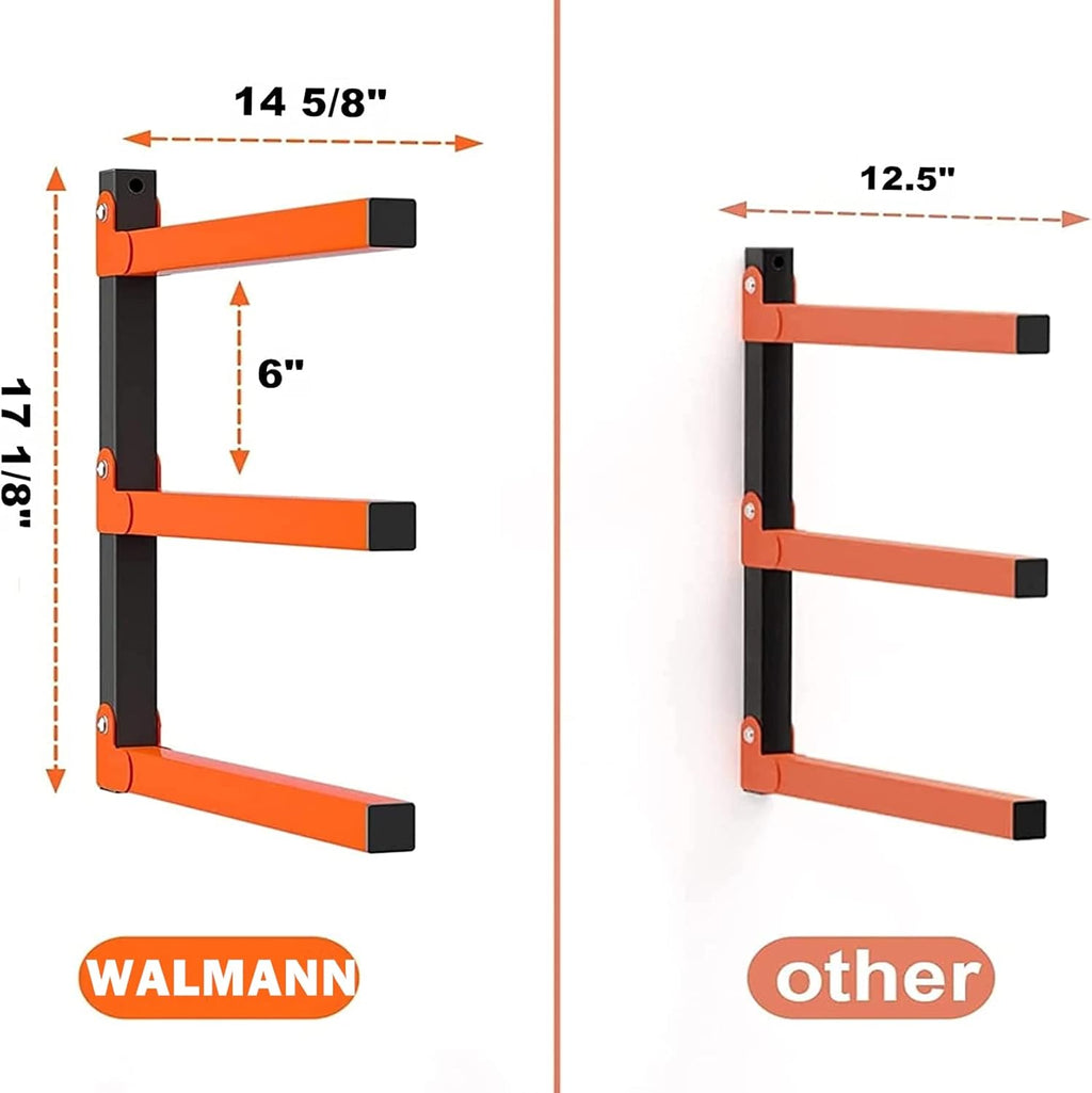 walmann lumber storage rack for garage, wall mount, side view