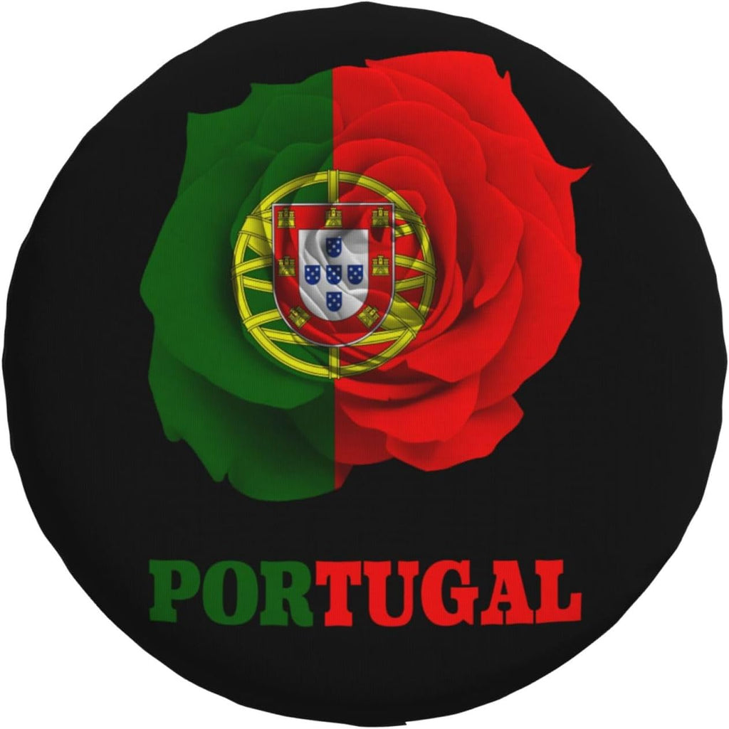Flower Portuguese Portugal Flag tire Cover Universal fit car Trailer rv SUV Truck Camper Vehicle Soft Sun Protection Wheel Cover 16 inch