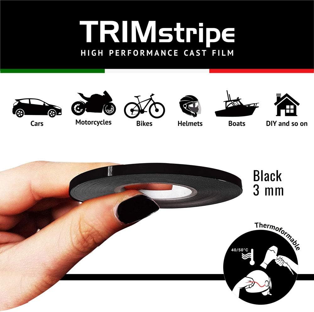 4R Quattroerre.it 10454 Trim Stripes Adhesive Strips for Cars, Black, 3 mm x 10 mt
