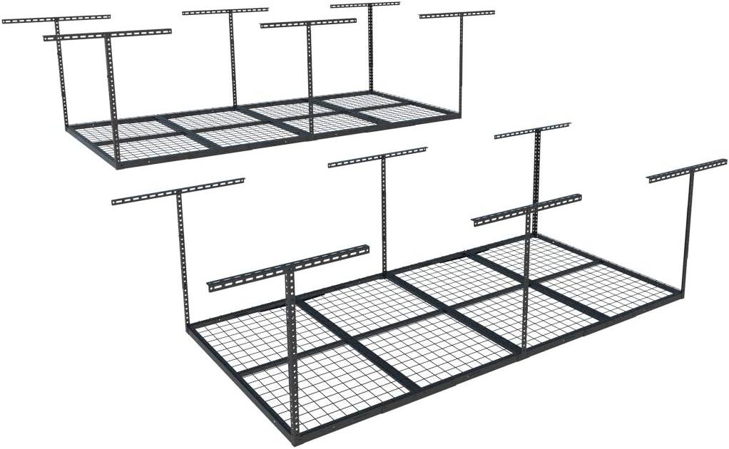 FLEXIMOUNTS 4x8 Overhead Garage Storage Rack, Adjustable Organization System