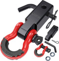 AUTOBOTS Shackle Hitch Receiver 2", Heavy Duty Recovery Hitch Red Black | Max 45,000 Lbs, with 3/4" Shackle, Fits 2" Receiver Hitches, Towing Offroad Accessories for Overlanding Truck, Jeep,4x4