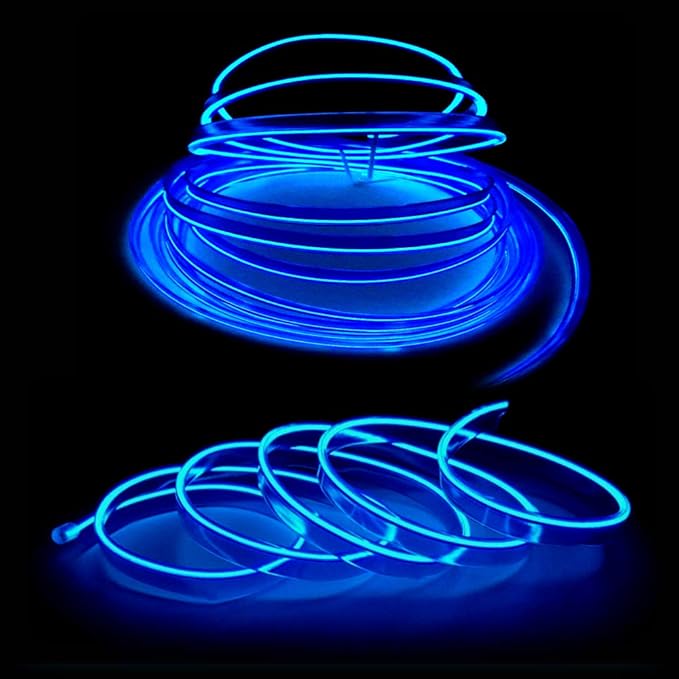 El Wire Blue Interior Car LED Strip Lights, 2M Neon Wire USB 5V - Image 3