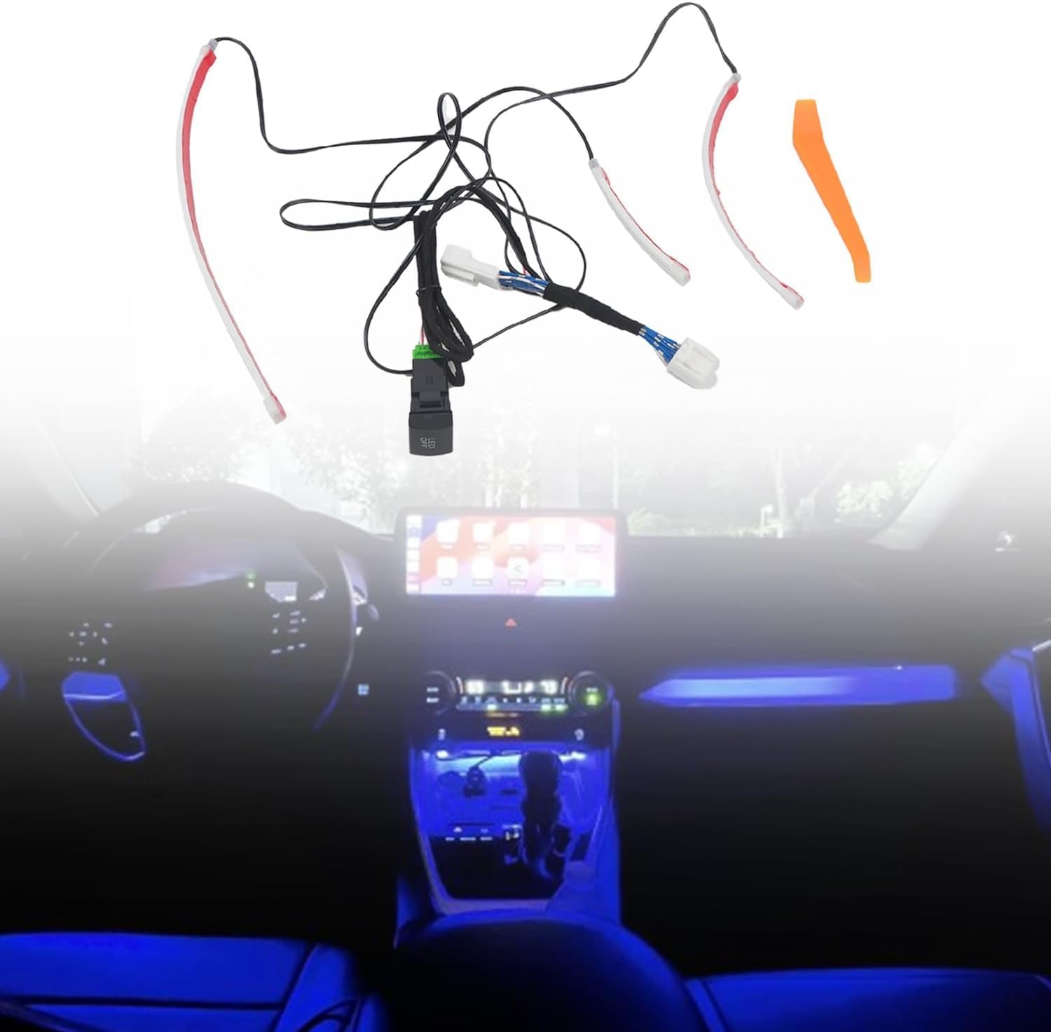 L2R for Toyota RAV4 XA50 (2019-2025) LED Car Interior Center Console Dashboard Light Bar with On & Off Switch Lamp Kit Strip Accessories 3 PCS (Deep Blue)