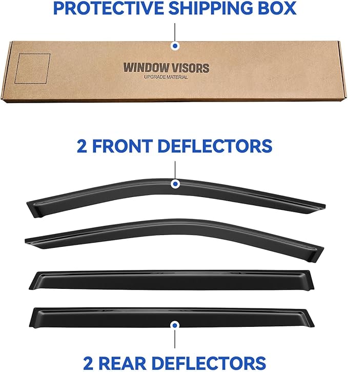 Window Visors Rain Guards for 2020-2025 Toyota Highlander, Out-Channel Window - Image 6