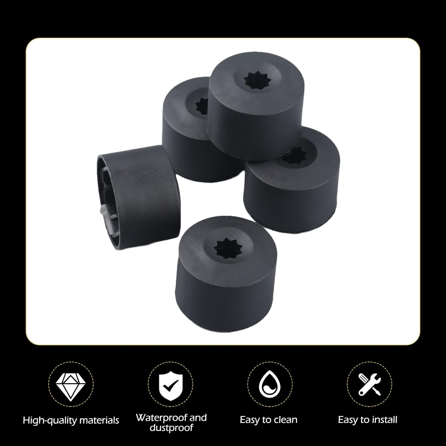 20PCS Car Wheel Lug Nut Covers, 17mm Tire Bolt Caps Compatible with VW, Jetta, Beetle, Passat, GTI, CC, Black Lug Nut Cap with Removal Tool