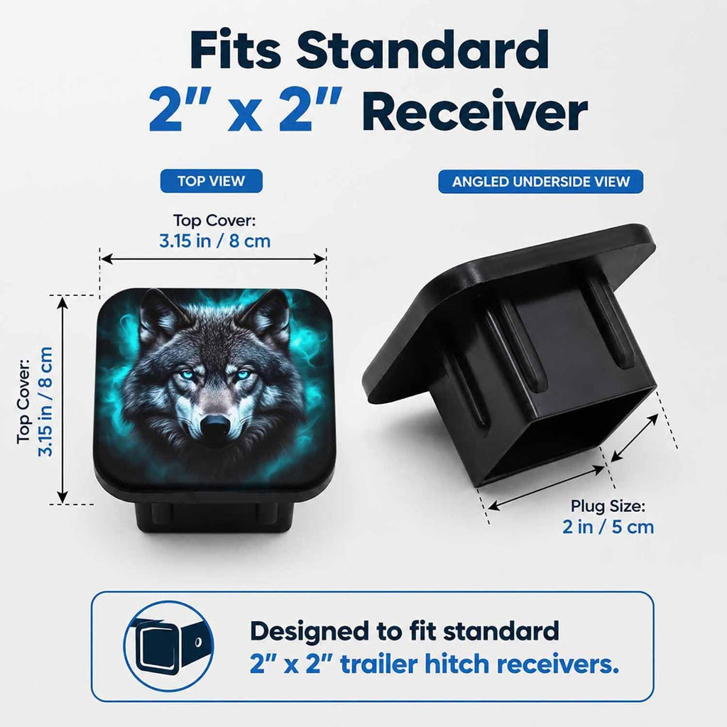 Trailer Hitch Covers Fire Wolf Heavy Duty 2 Inch Hitch Cover for Weather Protection, Rubber Hitch Receiver Cover Plug Cap for Trucks SUVs and Off-Road Vehicles