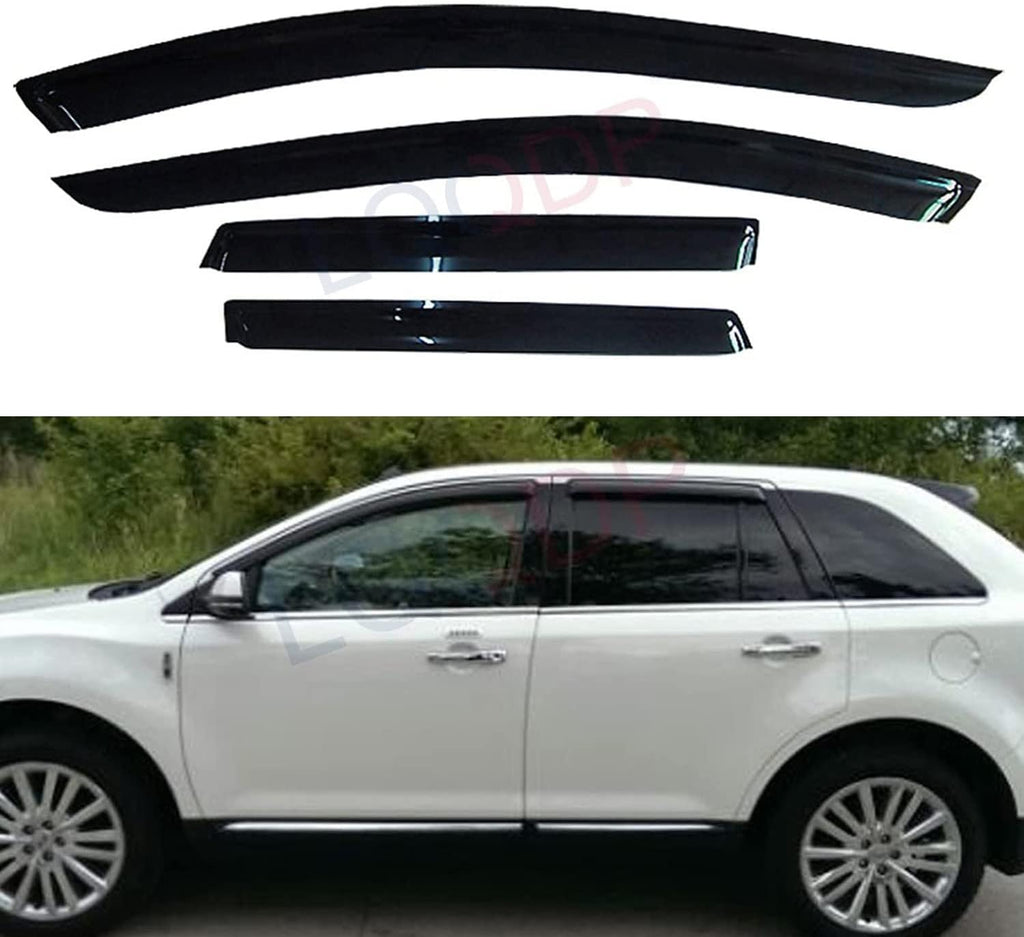 4pcs Front+Rear Smoke Sun/Rain Guard Outside Mount Tape-On Window Visors
