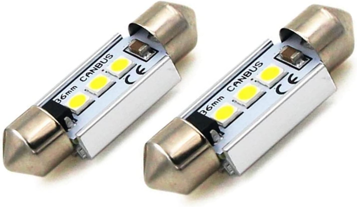 Alla Lighting 500 Lumens Super Bright 6411 6413 6418 C5W LED Bulb 36mm (1.50") High Power 3030 SMD 6000K White Interior Festoon Map Dome License Plate Tag Lights Lamps Replacement