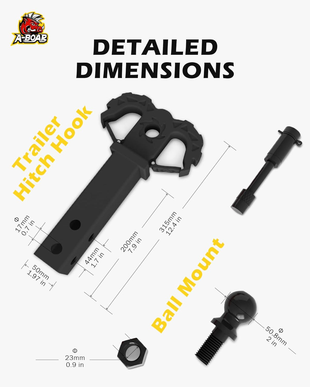 Hitch Step for 2" Receivers,Trailer Hitch with 2-Inch Ball Hitch and Trailer Hitch Pin, Drop Forged Steel Truck Hitch Step, 14 Ton (30000 Lbs) Maximum Break Strength Tow Hitch Receiver, Black