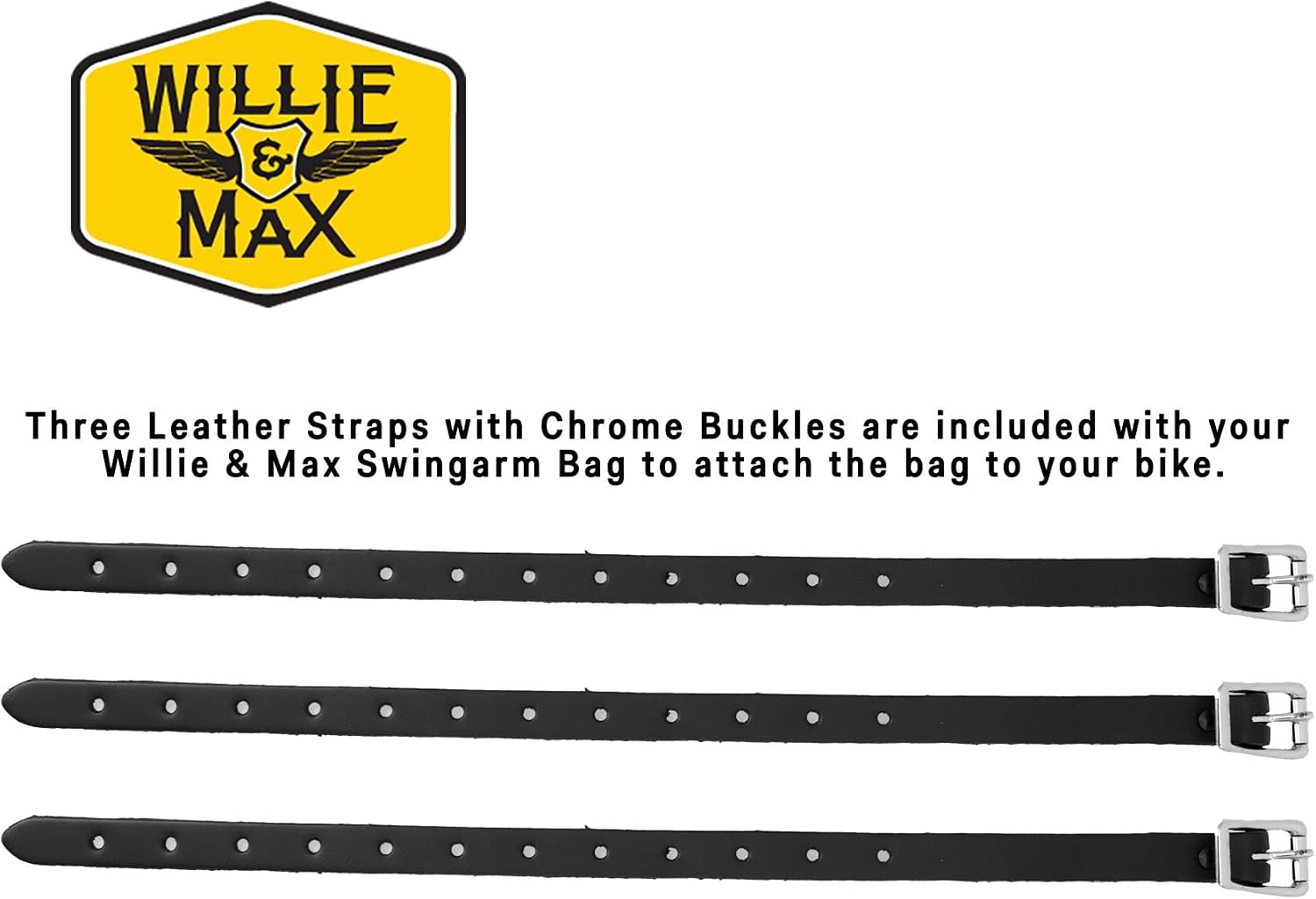 Black Leather Motorcycle Swingarm Bag For Sportsters/Dual Shock Models - Matte Black Buckle - Made In USA By Willie And Max [PN:59906-00]