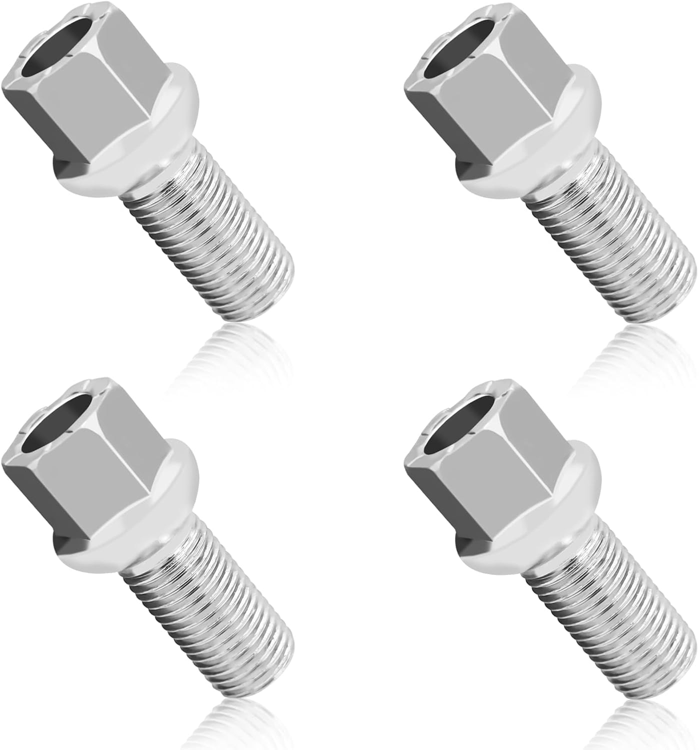 Wheel Bolts M14x1.5 Lug Bolts Wheel Studs WHT001812 Ball Seat Wheels Lug Bolt Alloy Steel 27mm Shank Length Chrome Replace Bolt Studs Hub Screws with Nuts for Audi Seat Skoda VW