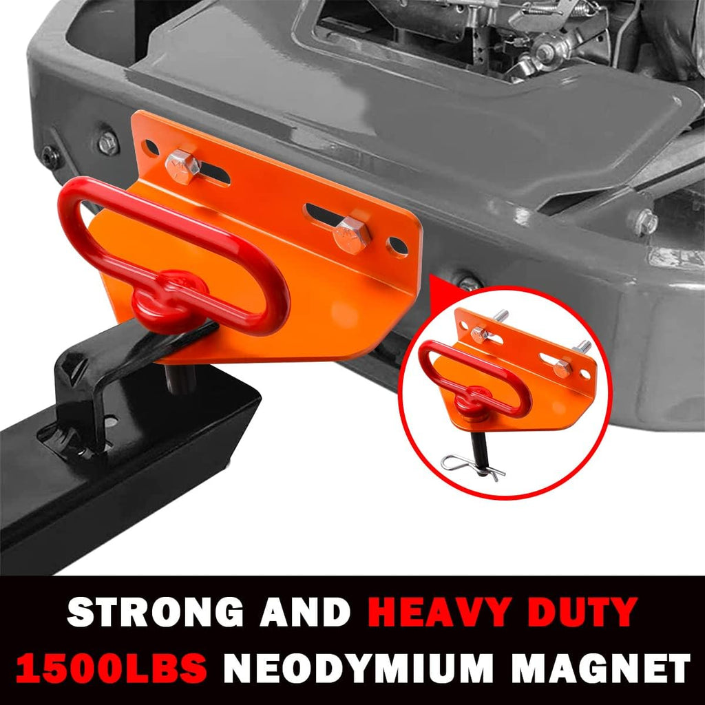 Universal Heavy Duty Zero Turn Mower Trailer Hitch and Strong Heavy Duty Neodymium Magnetic Trailer Hitch Pin with 2 Bolts -1/2'' R-Clip (Combo Pack,Red＋Orange)