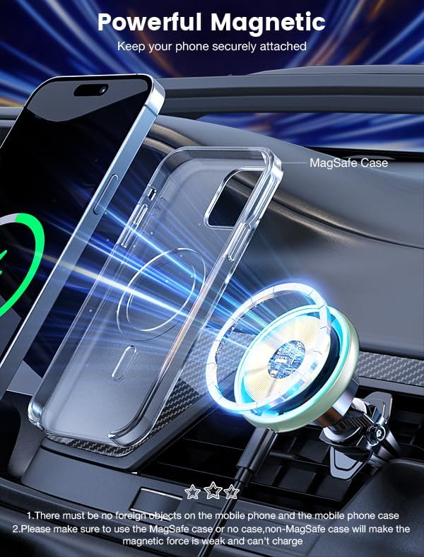 MOKPR for Magsafe Car Mount Charger-15W Wireless Car Charger-Magnetic Car Phone - Image 6