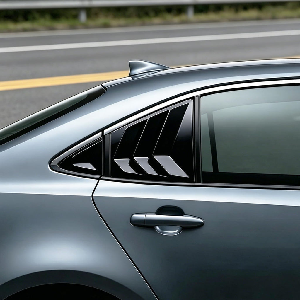 Rear Side Window Louvers for Toyota Corolla 2020 2021 2022 2023 2024 2025 2026, Exterior Rear Side Window Louvers Air Vent Scoop Shades Cover Blinds-Glossy Black