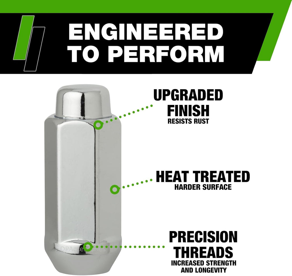 DPAccessories Chrome 9/16-18 Lug Nuts - Closed End XXL Bulge Acorn - 22mm (7/8") Hex - 2.35" Tall - Pack of 4 - D3613XL-2305/4