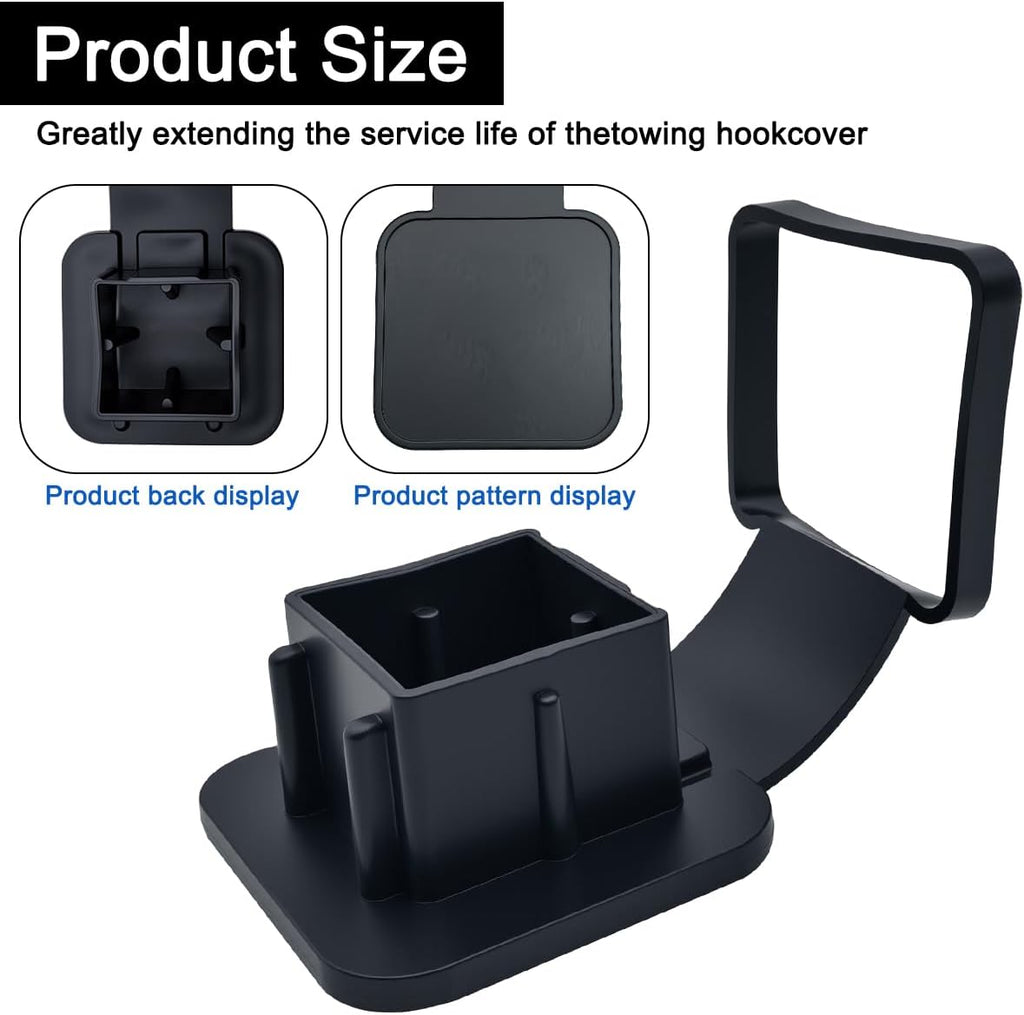 2 Inch Rubber Trailer Hitch Cover, Anti-Drop Strap Tube Plug Cap, Fits Most 2" x 2" Vehicle Hitch Receivers for Trucks, SUVs, ATV, Jeeps, RV – Exterior Accessories (1 Pack)