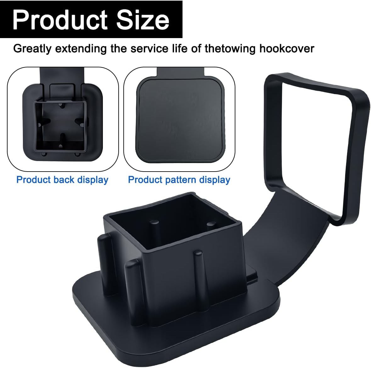 2 Inch Rubber Trailer Hitch Cover, Anti-Drop Strap Tube Plug Cap, Fits Most 2" x 2" Vehicle Hitch Receivers for Trucks, SUVs, ATV, Jeeps, RV – Exterior Accessories (1 Pack)