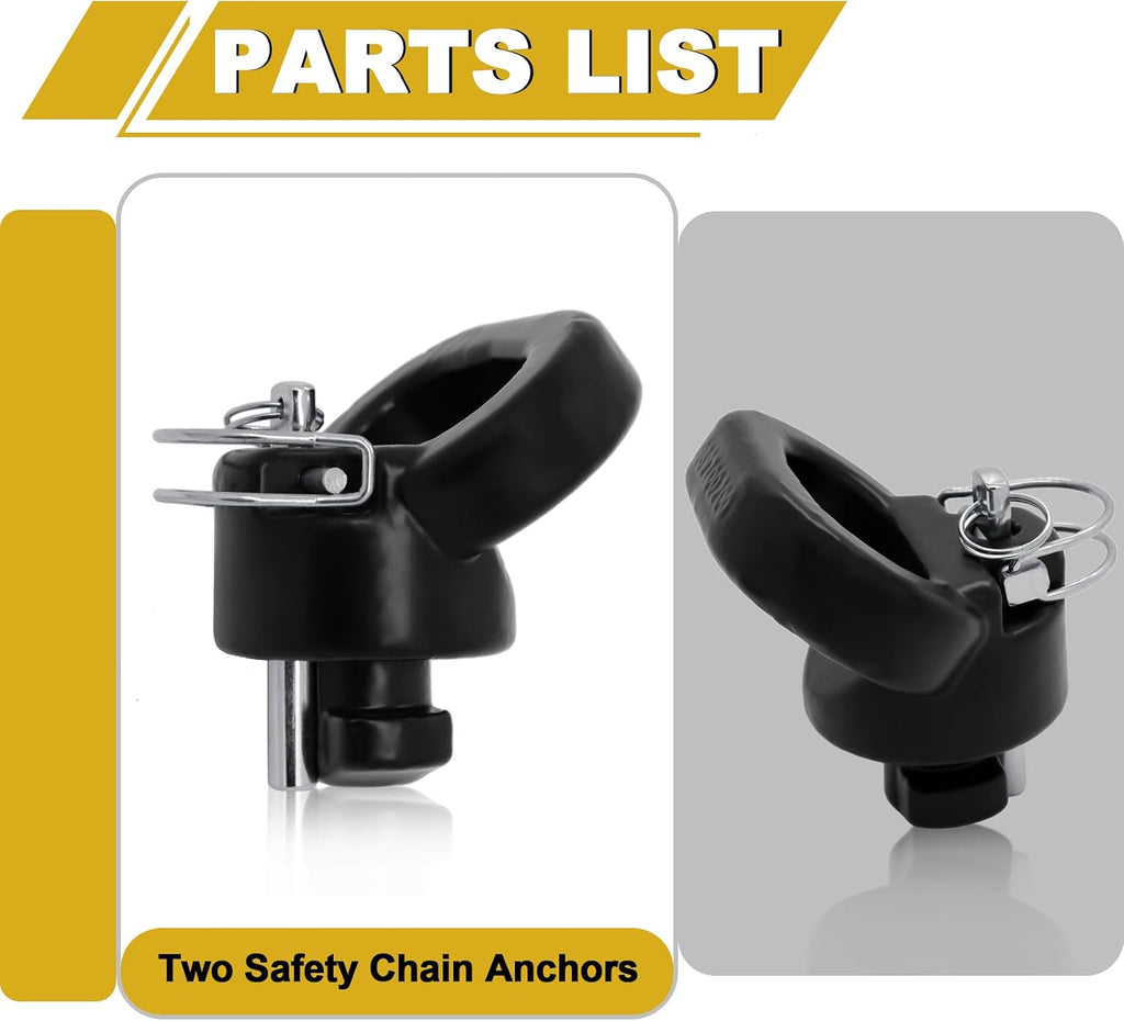 60617 Puck System Gooseneck Safety Chain Anchors, Compatible with 2013-2026 Dodge RAM 2500 3500, Cast Steel Gooseneck Hitch Safety Anchors with Carbide Black Powder Coat Finish, 30000 lbs GTW, 2 PCS