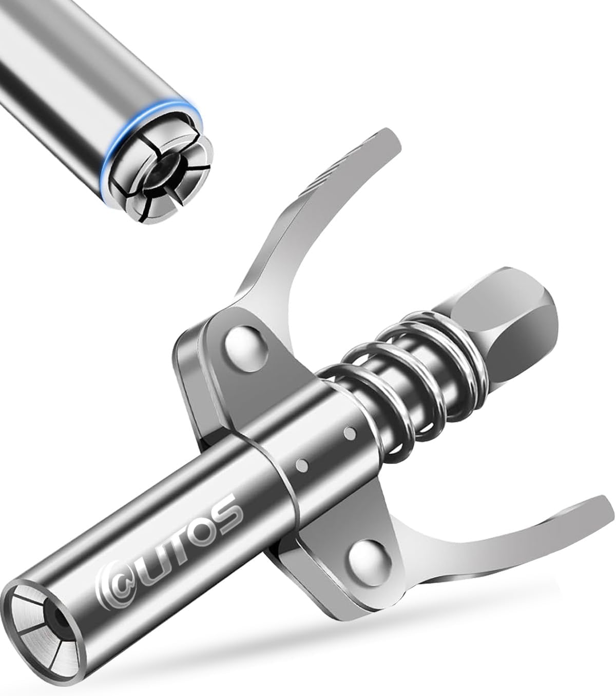 Grease Gun Coupler Quick Lock Release, High Pressure 10000 PSI Grease Gun Tips, Leak Proof Design Dual Handle 6 Jaws Zerk Coupler, Compatible With 1/8" NPT Grease Guns