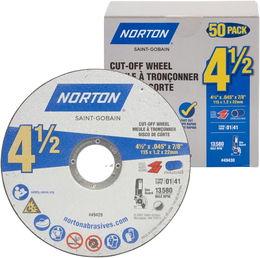 norton cut off wheels 50-pack, 4 1/2 inch, main product view