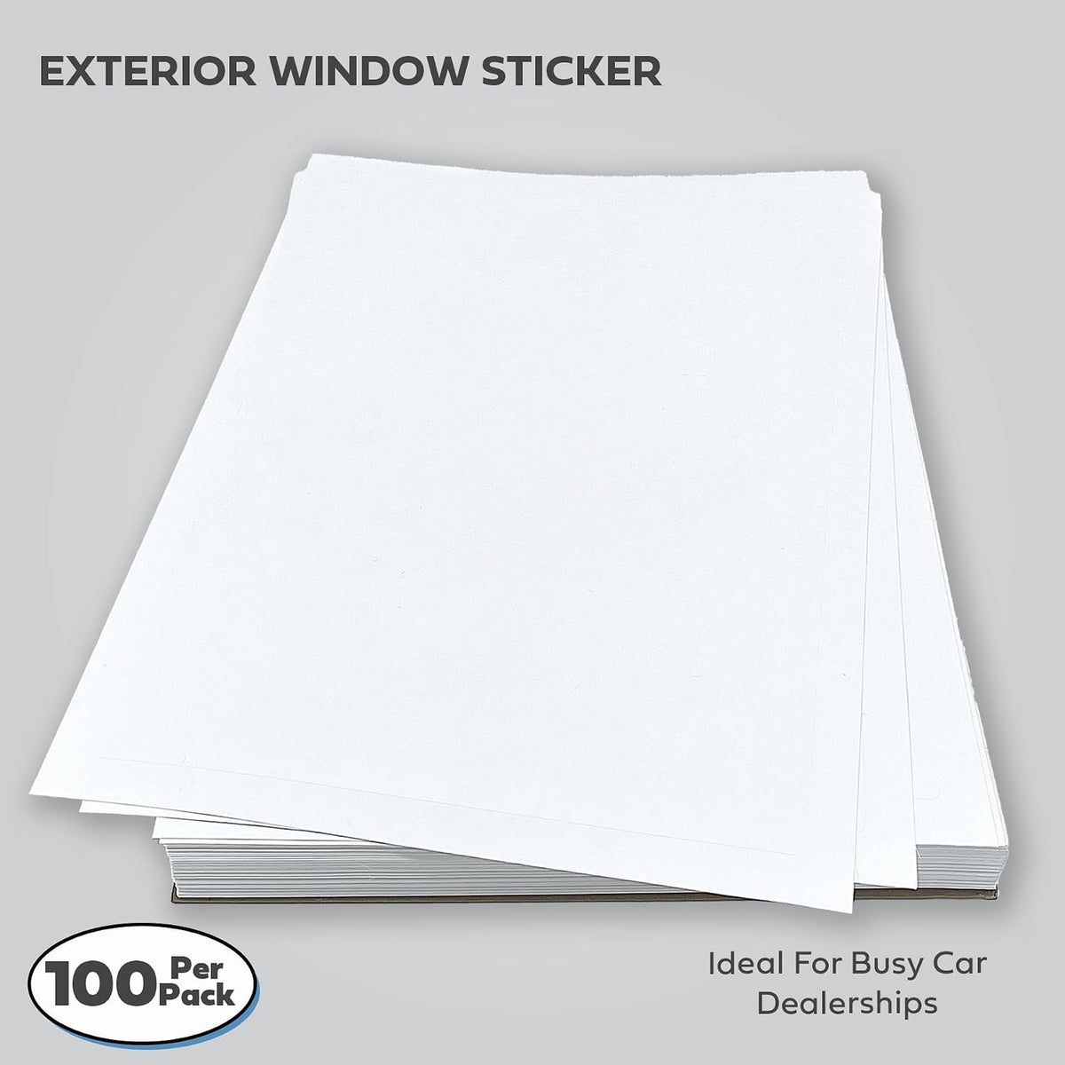 window stickers for car dealers -plain blank white, front angle view