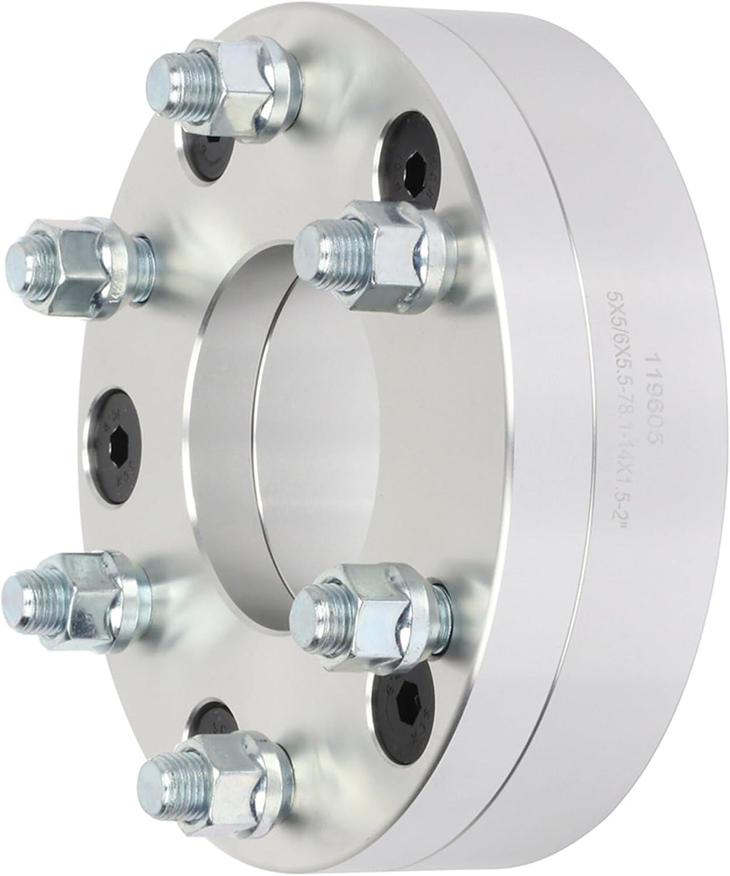 SCITOO 4X 5x5 to 6x5.5 Wheel Spacers Adapters 6 Lug 14x1.5 78.1mm 2" fits for 1979-1986 for C1500 1999-2014 for Grand for Cherokee 1975-1986 for C10