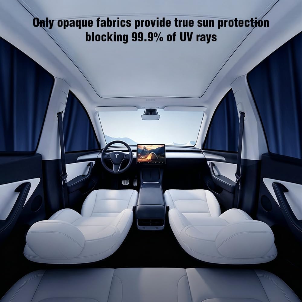 Magnetic Side Window Sunshade Curtains for Tesla Model Y, Retractable Privacy Shades with Light Blocking, 4PCS Front & Rear Side Windows Set (My 2020-2025.02/Y Juniper 2025.03+)