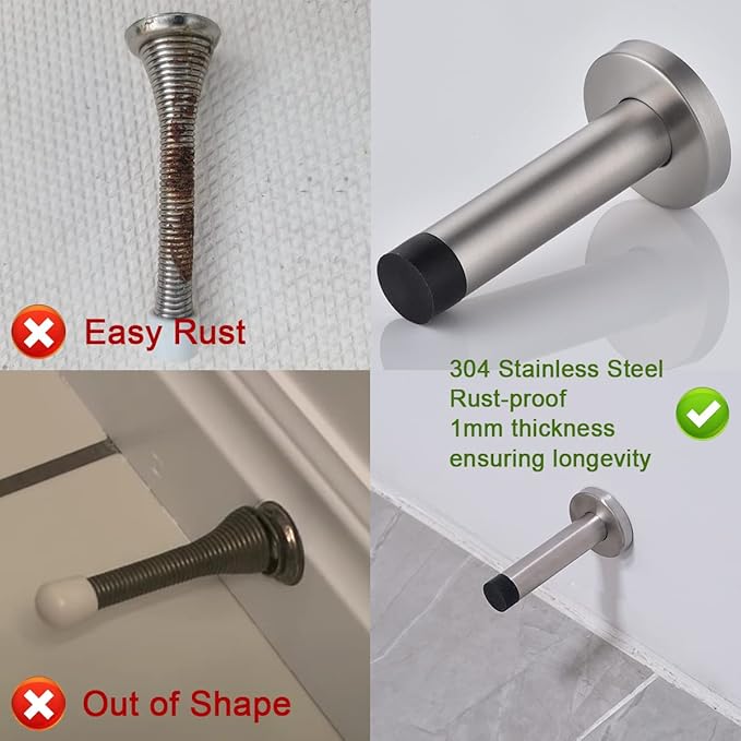 JQK Door Stopper Gold, 304 Stainless Steel Thicken 1mm Sound Dampening Door - Image 9