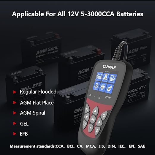 BT900 Car-Battery-Tester 6V 8V 12V, Automotive 100-2000CCA Battery-Load-Tester - Image 3