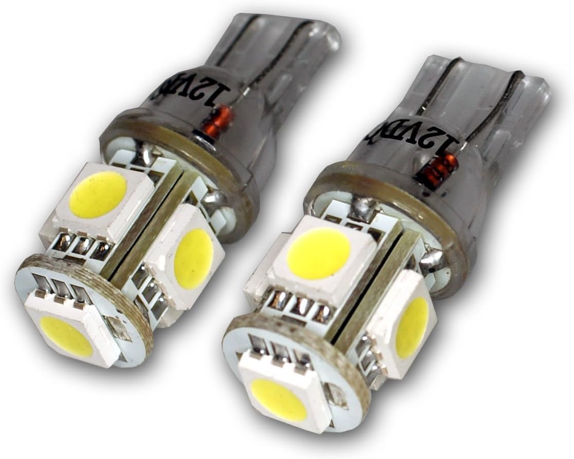 LEDUHL-T10-WS5 Under Hood Light LED Light Bulbs T10 Wedge, 5 SMD LED White 2-pc Set