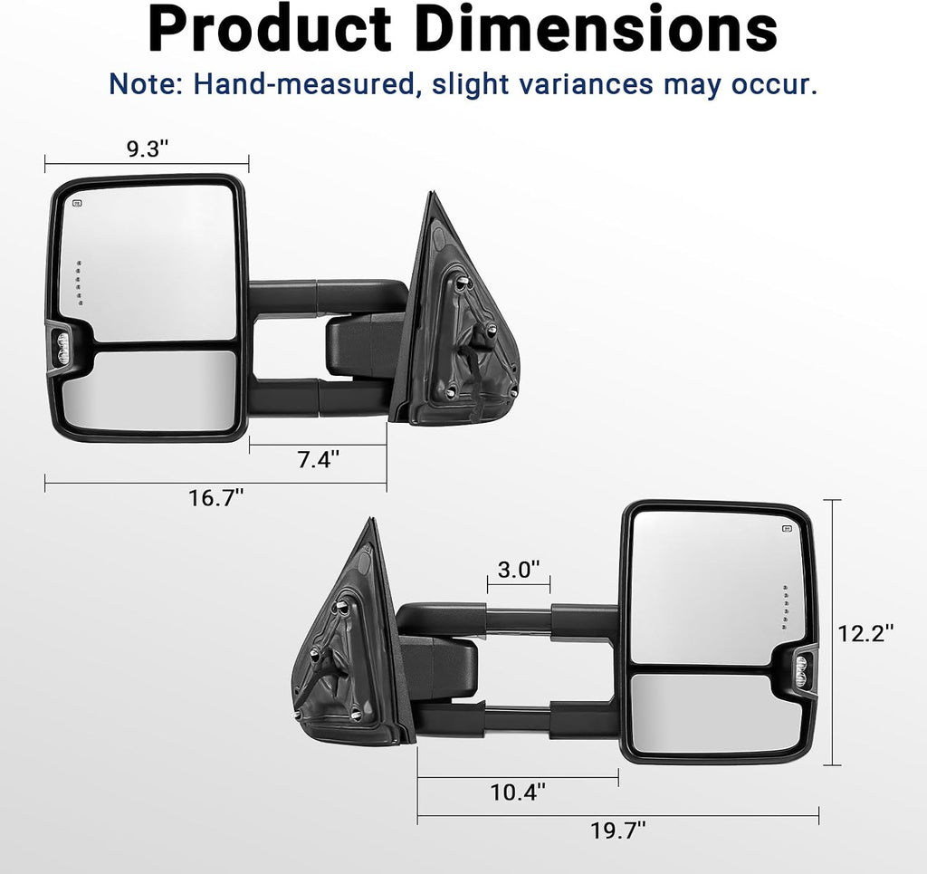 Towing Mirror for Silverado Sierra -Compatible with 2014-2018 Chevy Silverado GMC Sierra With Power Operated Heated Glass Turn Signal Light&Running Light Driver&Passenger Sides