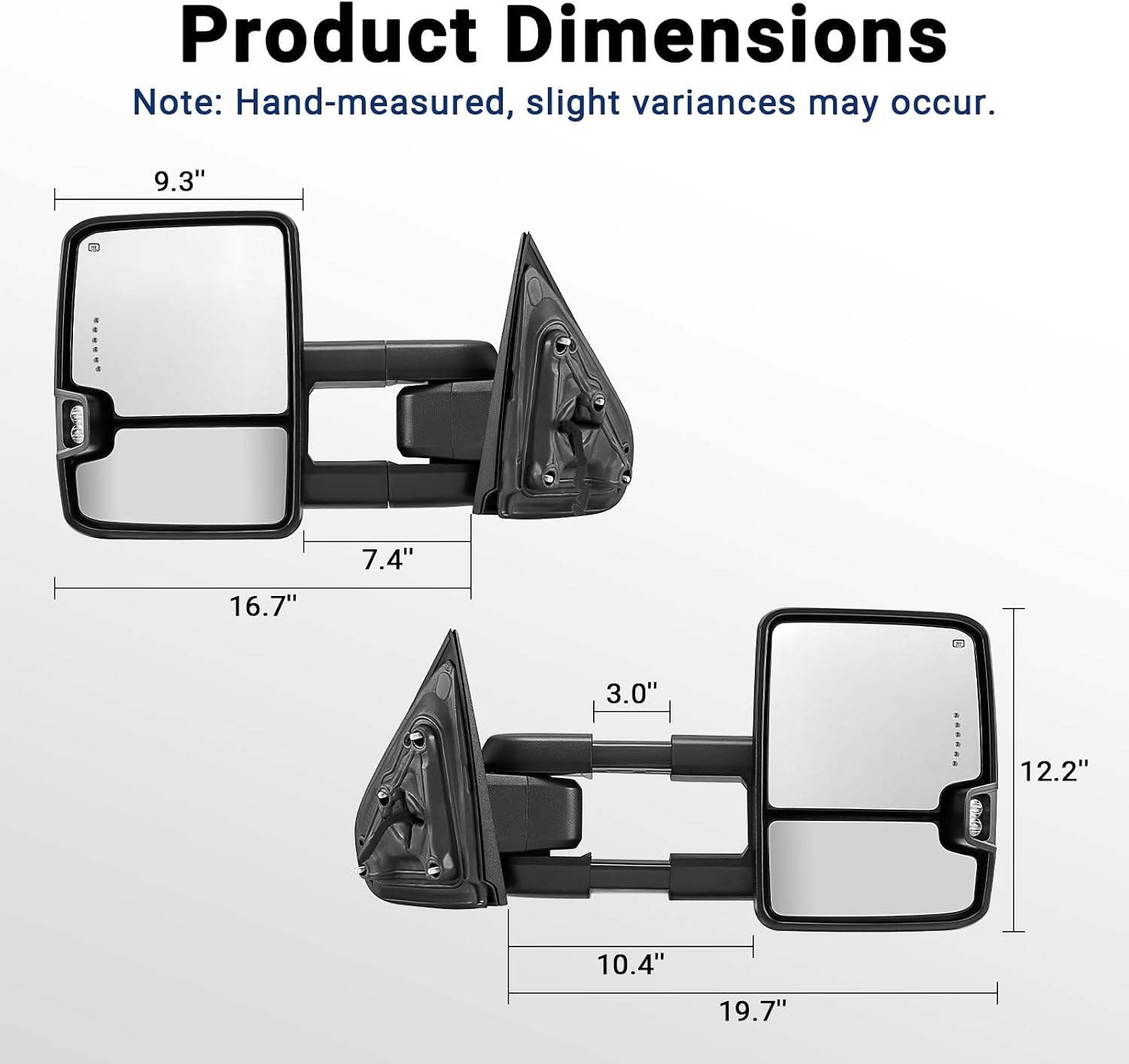 Towing Mirror for Silverado Sierra -Compatible with 2014-2018 Chevy Silverado GMC Sierra With Power Operated Heated Glass Turn Signal Light&Running Light Driver&Passenger Sides