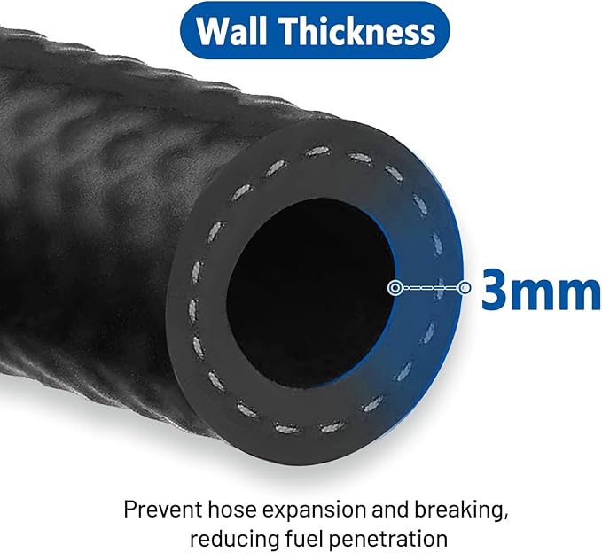 LokoCar Rubber Fuel Hose Line Push Lock 1/4" ID SAE 30R7 NBR 5ft 300PSI Black - Image 4