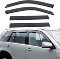 Set of 4 Front+Rear Smoke Sun/Rain Guard Outside Mount Tape-On Acrylic Window