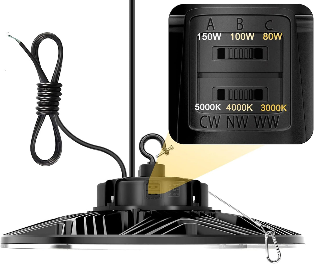 UFO LED High Bay Light, 150W/100W/80W Adjustable, 3000K/4000K/5000K Adjustable