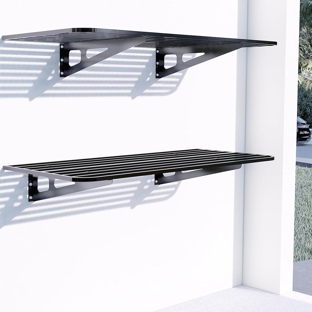 2-Pack 2x4ft Garage Wall Shelving, 2 Shelf Total 8 ft Garage Wall Storage
