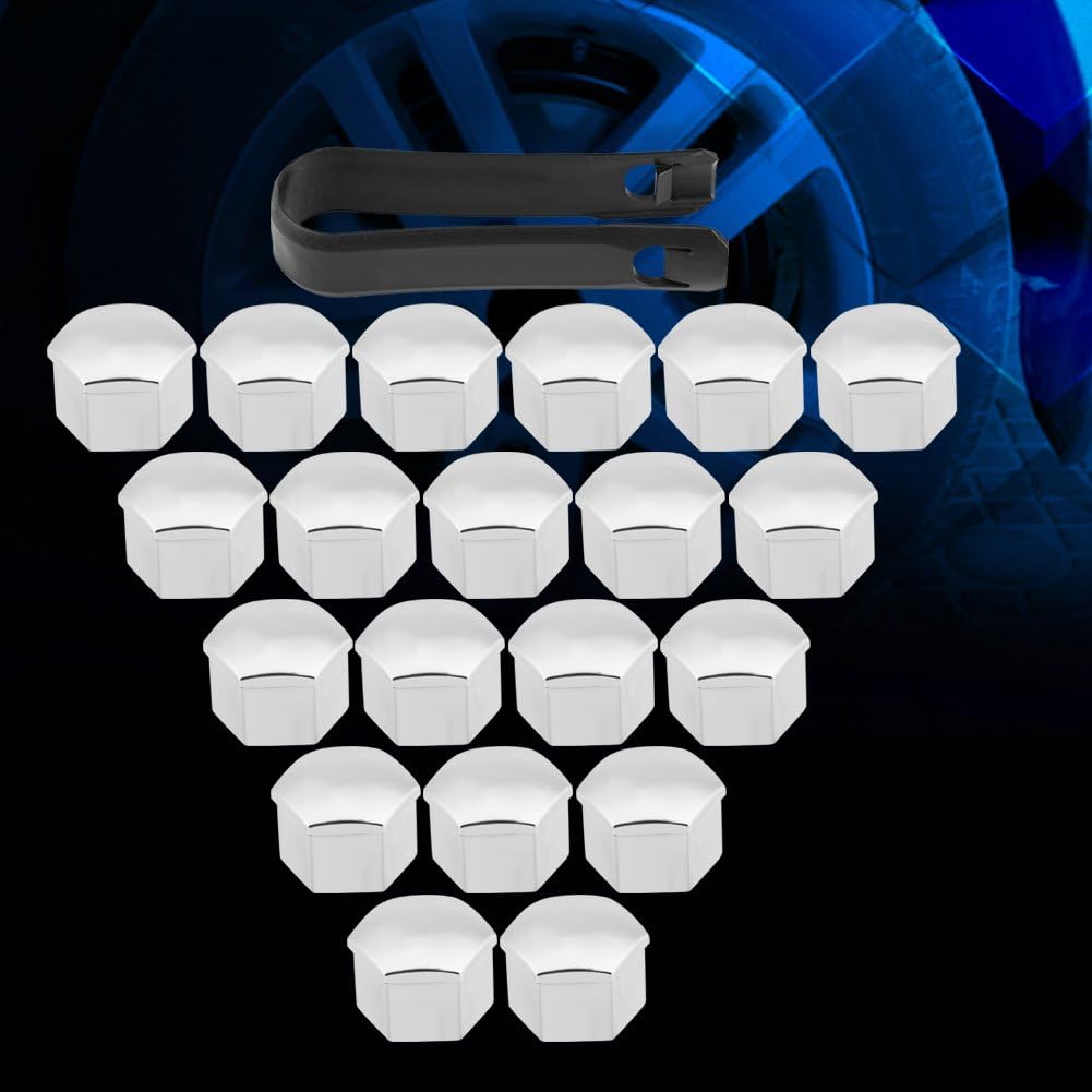Lug Nut Cover, Universal Wheel Caps, 20Pcs Silver Plastic Hub Covers, Protects Nut from Dirt, Fits 17Mm Lug Nuts