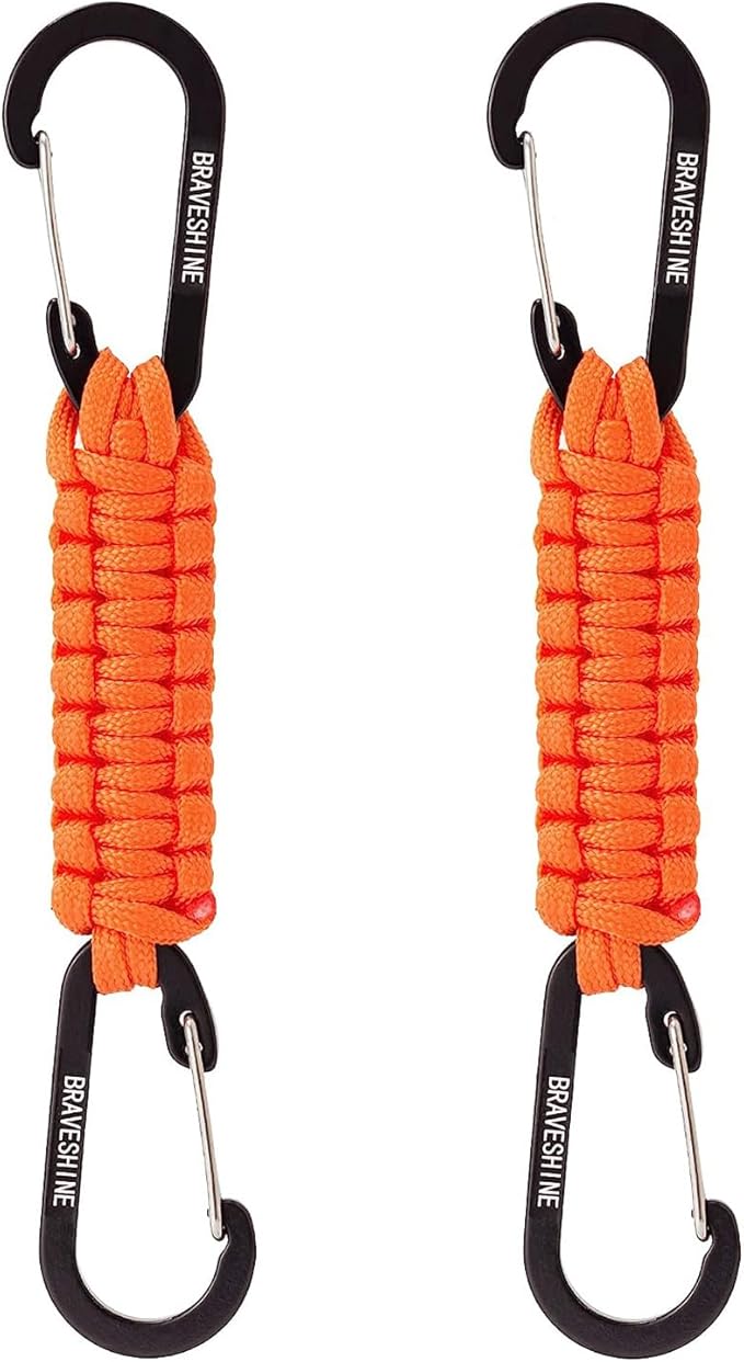 BRAVESHINE Paracord Keychain Carabiner Clip, D Ring Lanyard Hanger Stroller Hook by BRAVESHINE