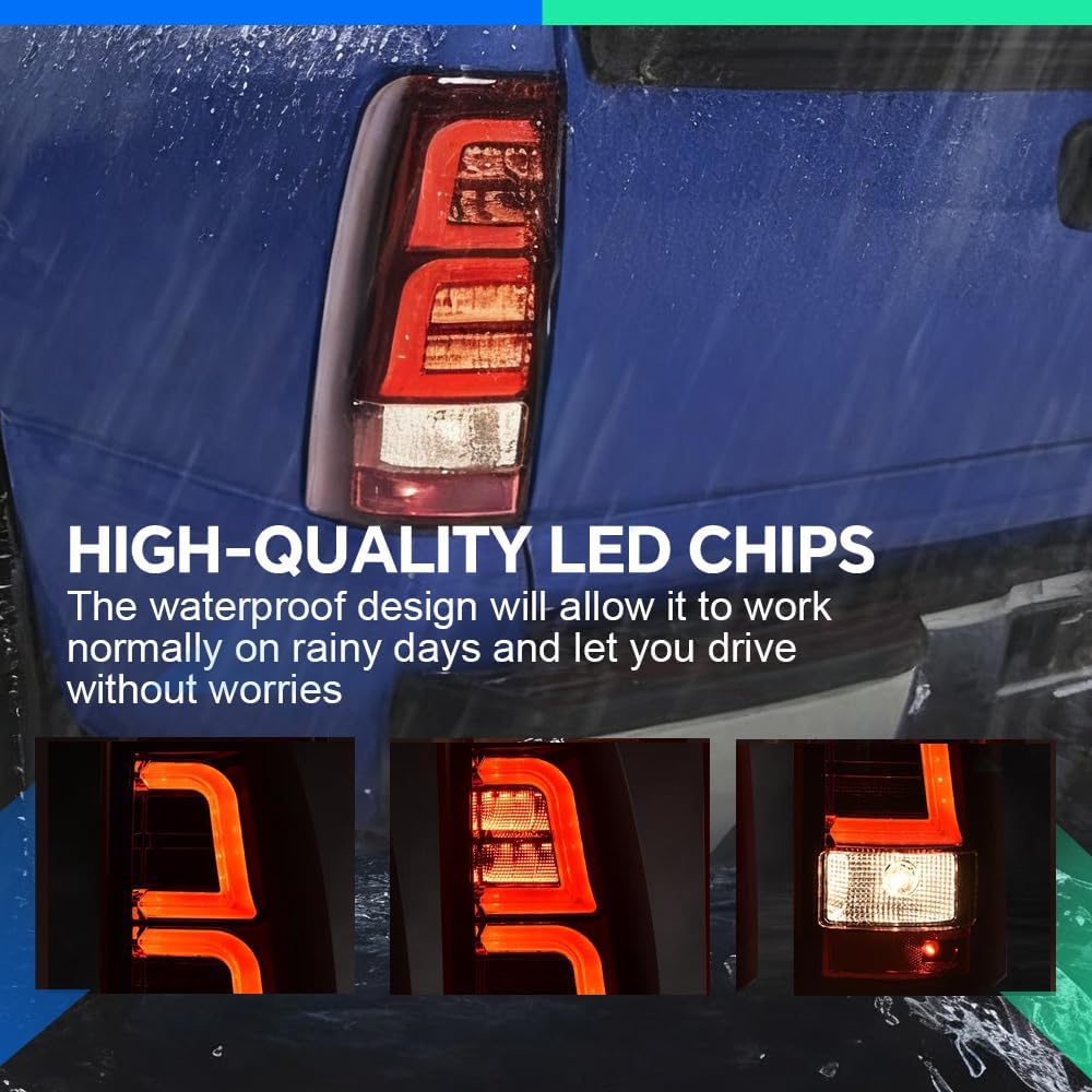 G-PLUS Tail Lights Assembly w/Wiring Harness Fit For Chevy Silverado 2003 2004 2005 2006 Rear Tail Lamps, Driver & Passenger Side, Red Lens Chrome Housing GM2800174 GM2801174 Luces Traseras