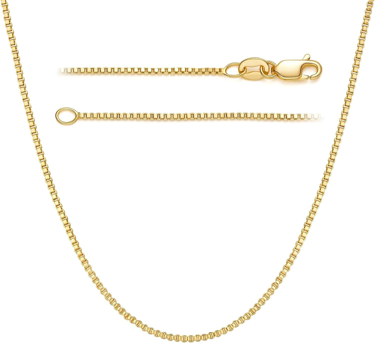 14k gold necklaces for women gold box chain, main product view