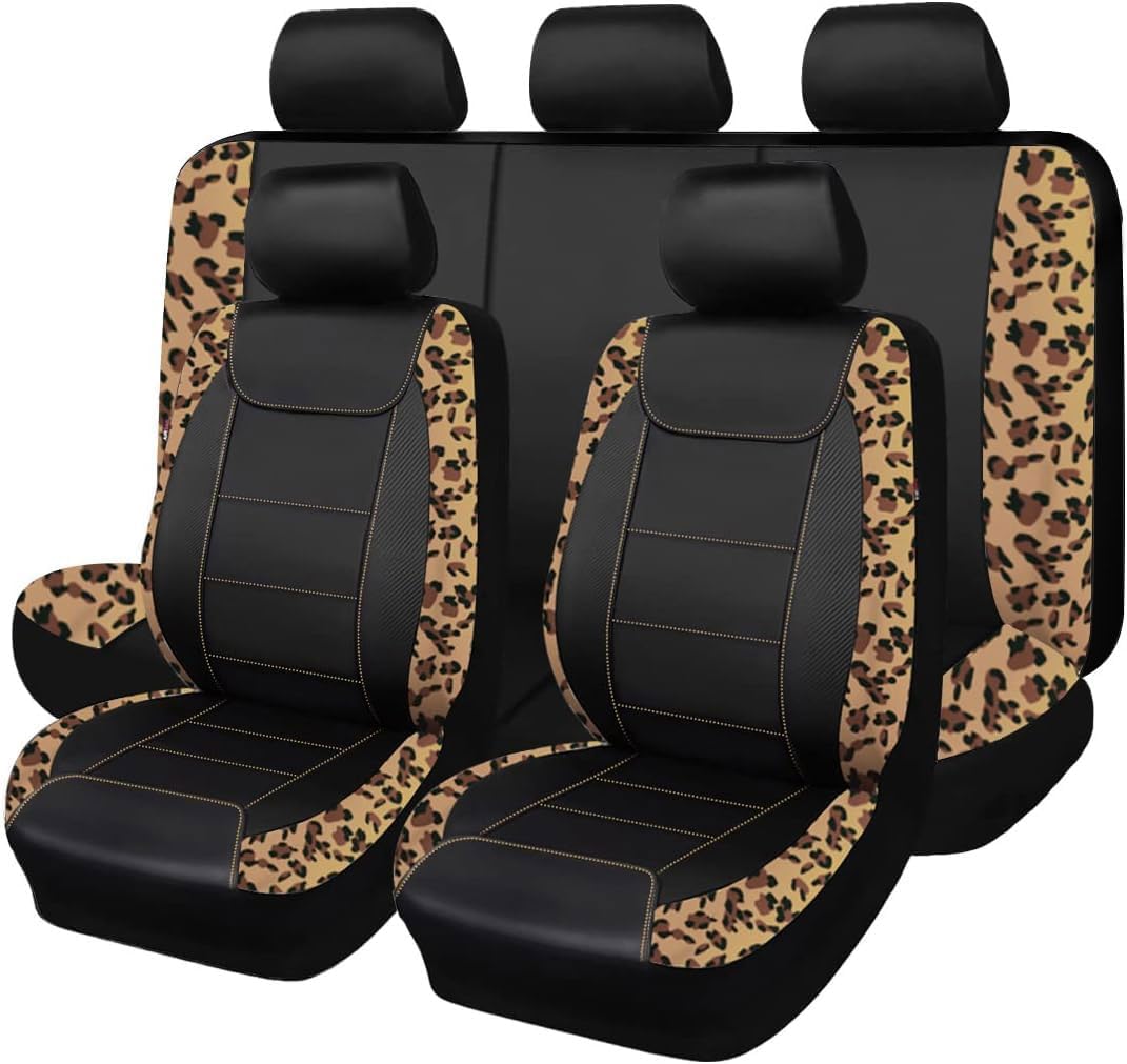 flying banner car seat covers protects leopard printing, main product view