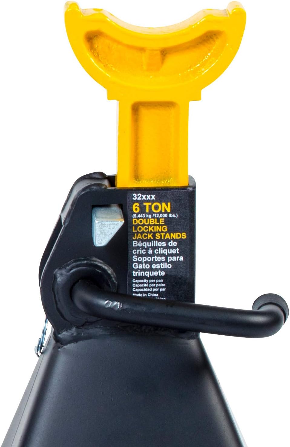 32068 Heavy Duty Jack Stands 6 Ton Pair - Double Locking Pins - Handle Lock and Mobility Pin for Auto Repair Shop with Extra Safety, Black