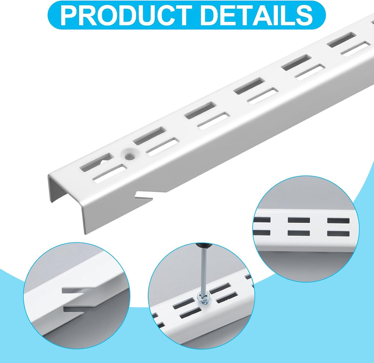 tandefio 12 pcs shelf rails track system, 47.5, side view