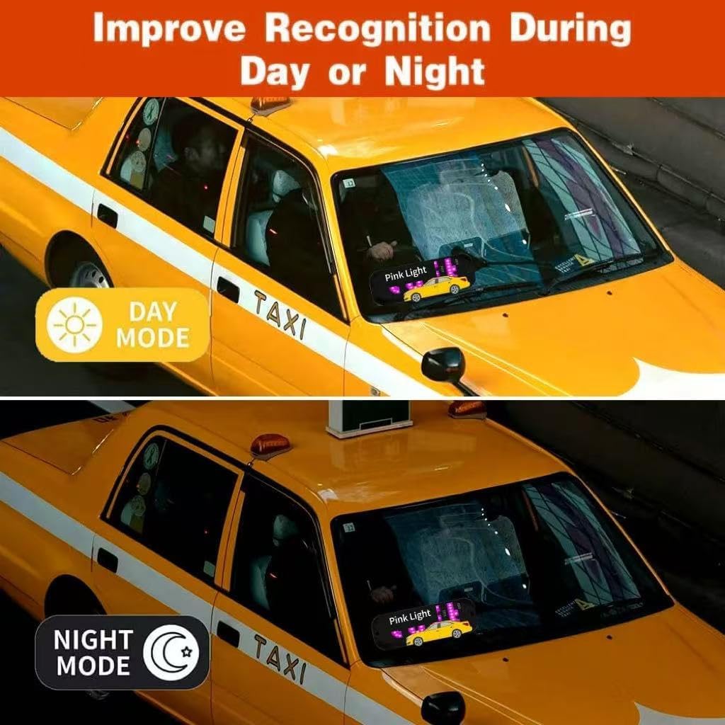 LED Light Sign for Car, Taxi Light Sign Windshield Led Sign, Car Led Sign with Suction Cups & USB Plug, Windshield Taxi Sign Display for Cars, Trucks, SUVs (Blue)