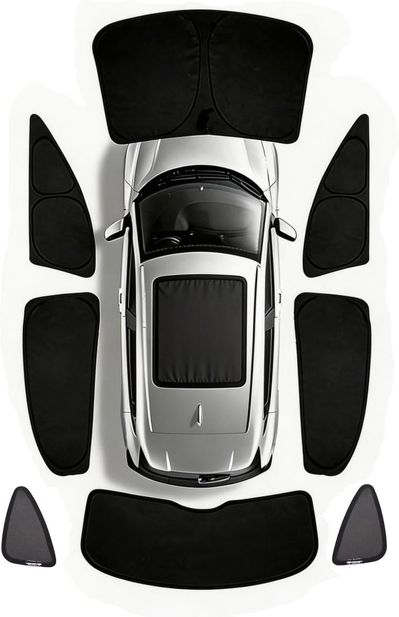 Sunshade 10PCS Set for Tesla Model Y/3, Full Coverage Sun Shade with Sky Roof Sunshade,Heat Insulation Window Sunshades for Front/Rear Windshield Side Window Triangle Window (Model Y 2020-2024)