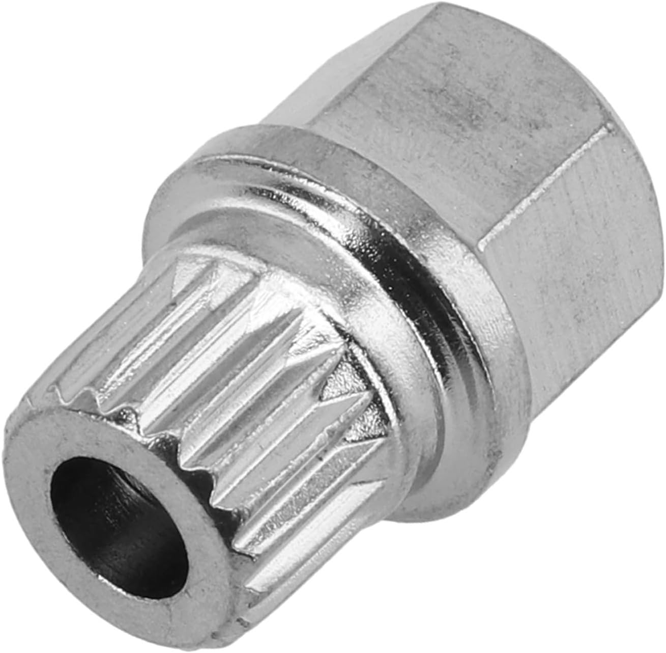 35/19PT Hollow Anti Theft Wheel Lock Lug Nut Removal Key Single for custom for BMW, Steel Construction, Rustproof Design, Silver Tone Finish