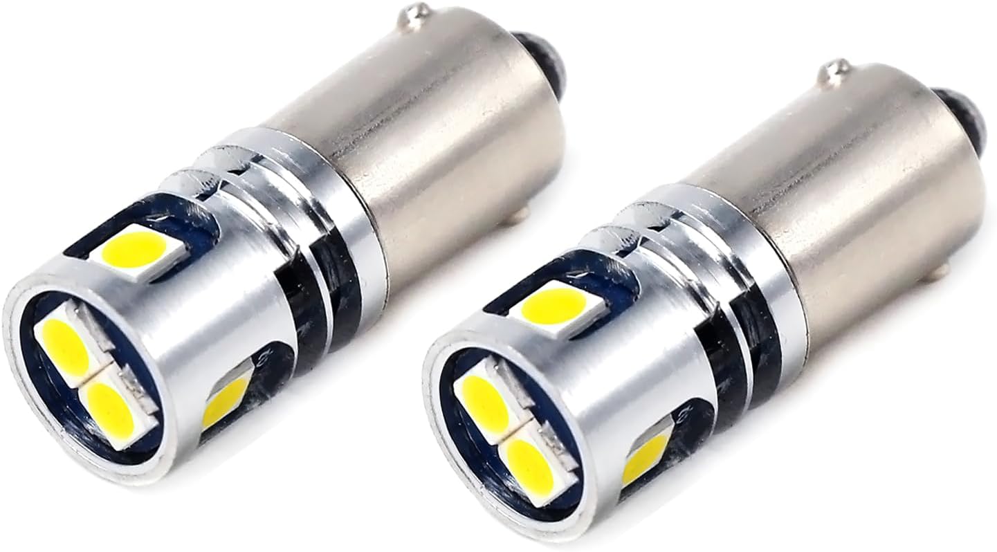 PHINLION 500LM Super Bright 3030 5-SMD 12V 24V BA9 BA9S 53 57 1889 1891 1895 64111 T4W LED Car Light Bulb for Interior Map Reading Dome Glove Box Instrument Panel Lights, 6000K Xenon White